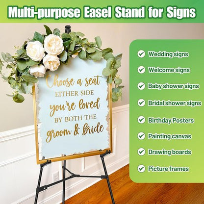 Display Easel Stand - 63" Adjustable Lightweight Poster Easel for Weddings & Paintings | Black