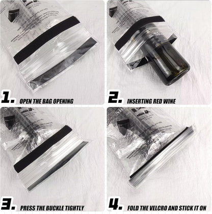 QPEY 6 Set Wine Bottle Travel Protector Bags, Resealable Wine Sleeves For Suitcase Luggage, Double Layer Wine Skins For Airplane Leak Proof