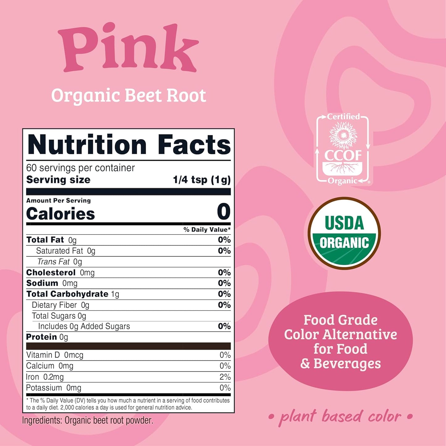 Nutricost Pink Plant-Based Food Coloring - Organic Beet Root Powder, 60 Servings | Natural Color Alternative for Food & Beverages