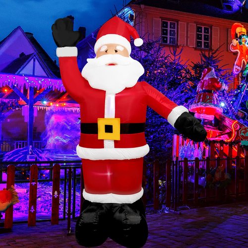 Decfine 8 Feet Christmas Inflatable Santa Claus Lighted Blow Up Christmas Yard Decoration with Built in Fan and Anchor Ropes (03-Santa)