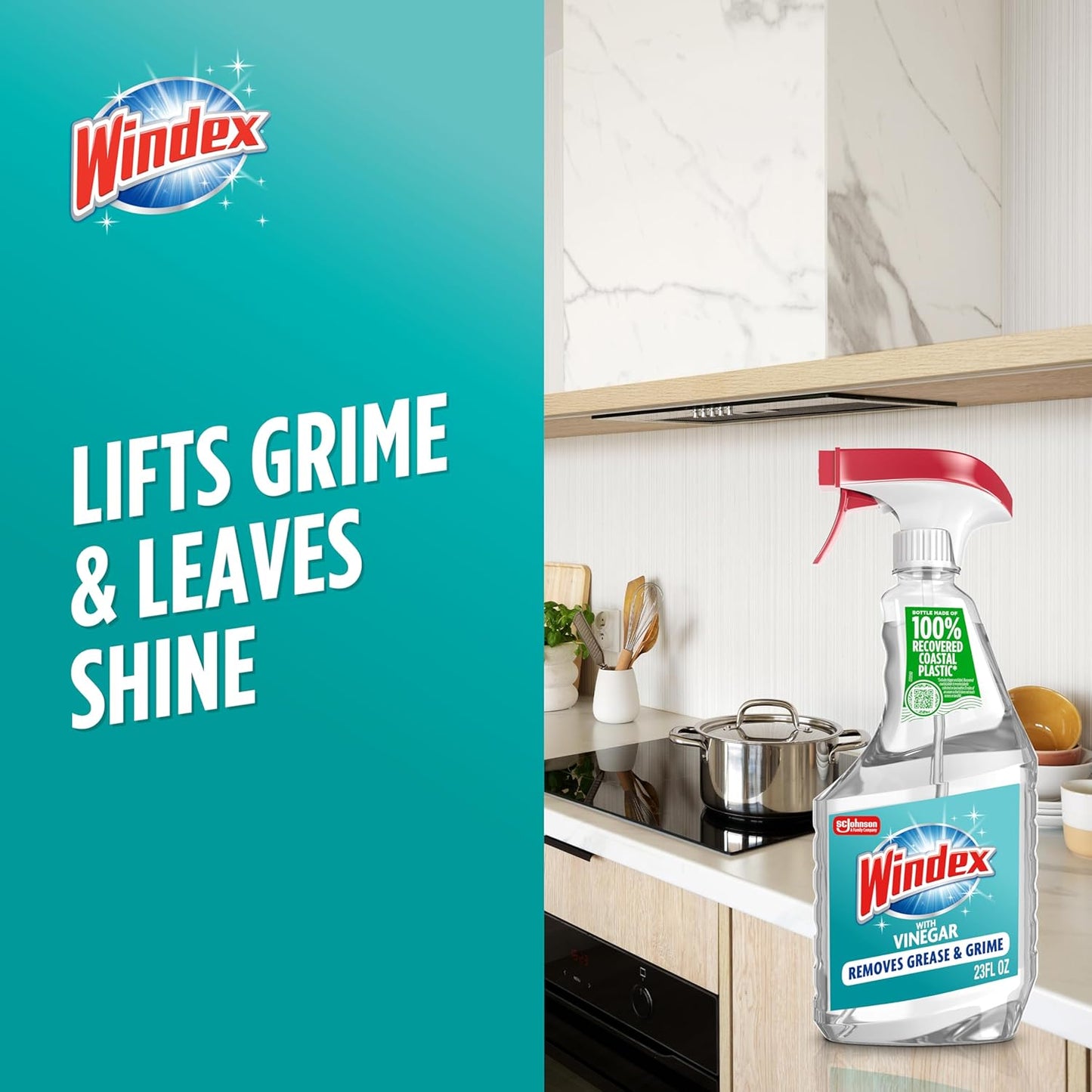 Windex Vinegar Glass Cleaner Spray - Prevents Leakage & Breakage | 23 Fl Oz