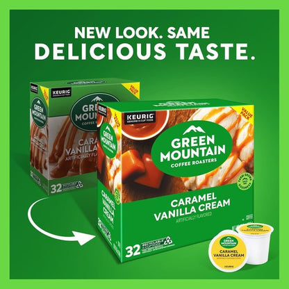 Green Mountain Coffee Roasters Caramel Vanilla Cream - Flavored Light Roast K-Cup Pods | 32 Count