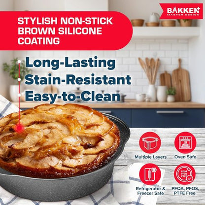BAKKEN 6-Piece Baking Pan Set | Commercial Grade Carbon Steel, Nonstick & Space-Saving Design, Oven Safe Up to 450°F, Gray Marble