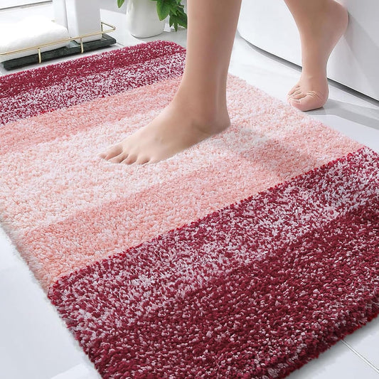 OLANLY Bathroom Rugs - Extra Soft Microfiber Mat | Quick Dry, Machine Washable, 34x21, Red