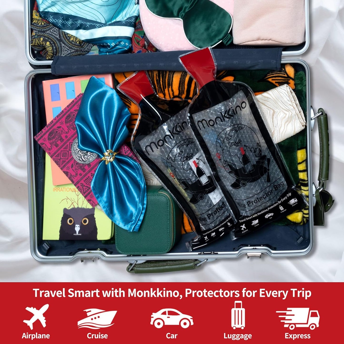 Wine Bags for Travel, 3 PACK Leakproof Wine Bottle Bags, (All-Around Protection) Reusable Wine Bottle Travel Protector Bags, Leak-proof Wine Sleeves for Suitcase, Airplane, Durable Bubble Wrap