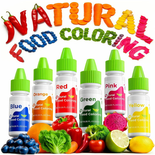 Natural Food Coloring - 6 Vibrant Colors | Dye-Free, Gluten-Free Formula for Baking & Decorating