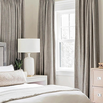 MIULEE 100% Blackout Linen Textured Curtains - Thermal Insulated Room Darkening Drapes | Warm Taupe, 52 x 108 Inch (2 Panels)