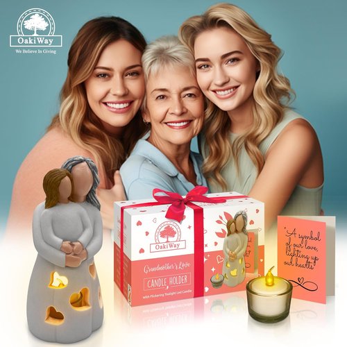 Gigi Hand-Painted Grandma-Granddaughter Candle Holder - Unique LED Gift for Birthdays & Christmas