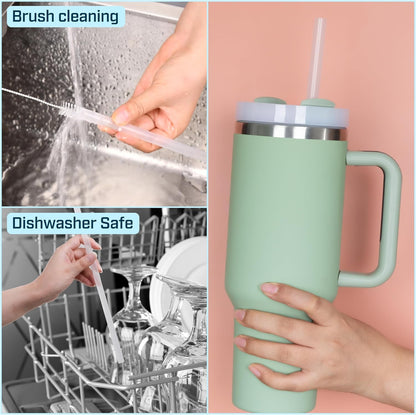 Stanley 6 Pack Straws for 40 oz Tumblers - Reusable BPA-Free Plastic with 2 Cleaning Brushes