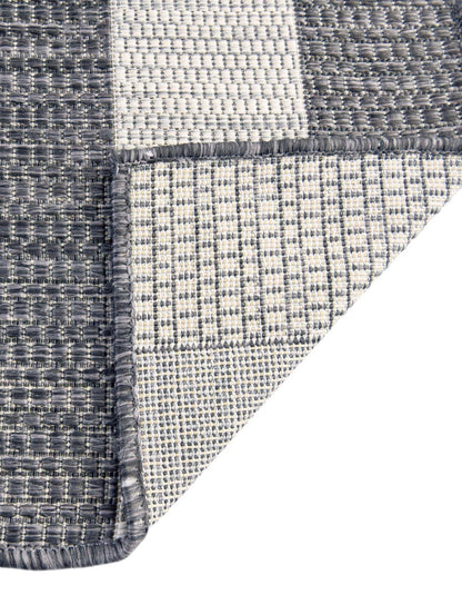 Unique Loom Outdoor Striped Collection Area Rug - Distressed Stripe (5' 1" x 7' 1" Rectangle Charcoal Gray/Ivory)