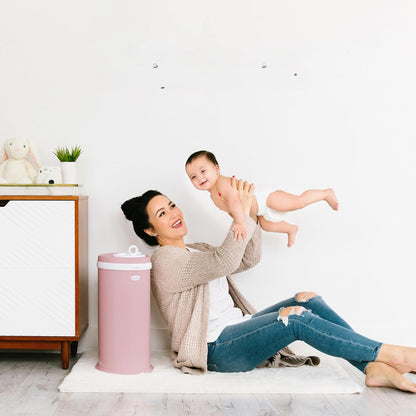 Ubbi Stainless Steel Diaper Pail - Odor Locking Design, No Special Bag Required | Fig Blossom Color