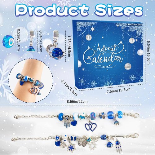 Advent Calendar Charm Bracelets 2025 - 24-Day Christmas Countdown Jewelry Making Kit for Girls