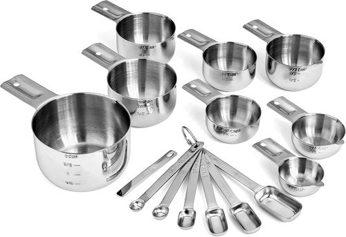 Hudson Essentials Stainless Steel Measuring Cups & Spoons Set - 15 Durable Pieces for Accurate Cooking
