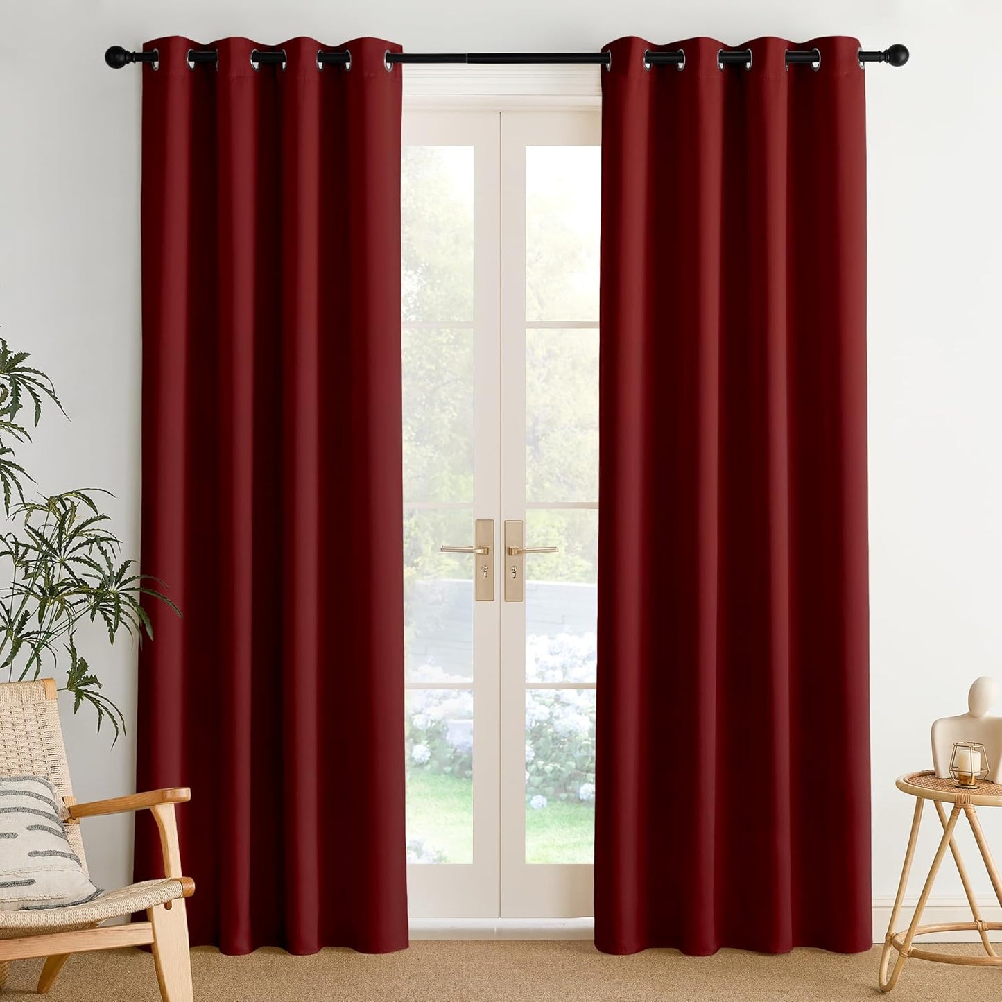 NICETOWN Room Darkening Curtains - Burgundy Red Drapery Panels, 2 Pack | W52 x L84