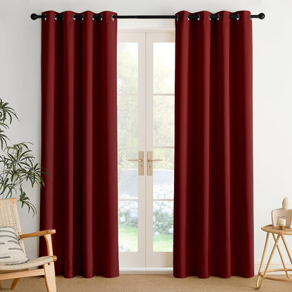 NICETOWN Room Darkening Curtains - Burgundy Red Drapery Panels, 2 Pack | W52 x L84