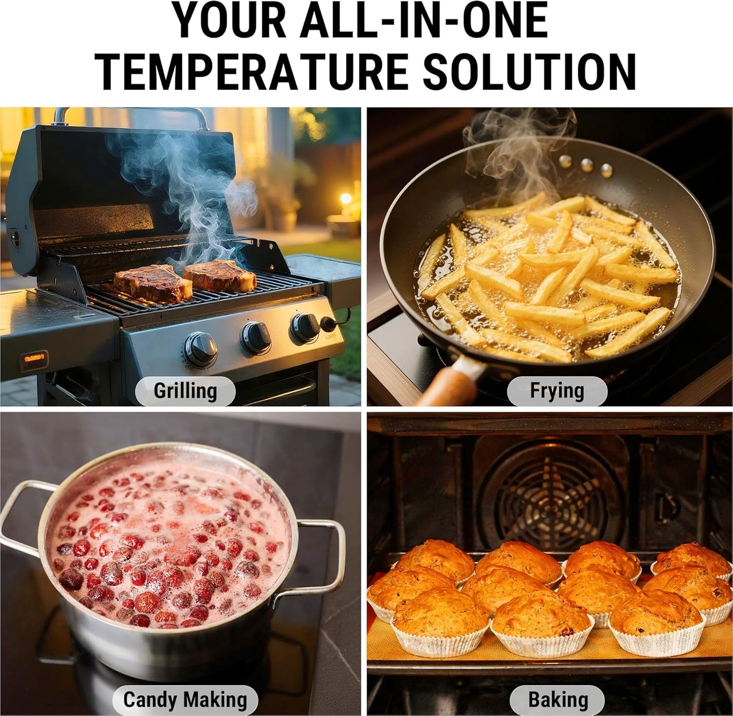 TempPro Instant Read Meat Thermometer - 0.5 Sec Read Time, 180° Rotating Display, IP67 Waterproof for BBQ & Grill