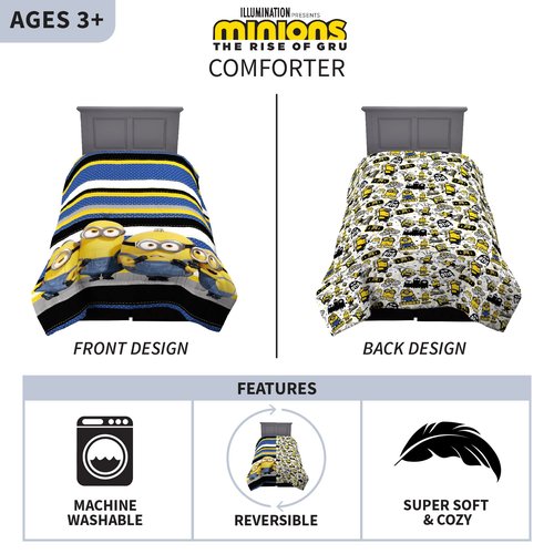 Franco Kids Bedding Super Soft Microfiber Reversible Comforter, Twin/Full, Minions The Rise Of Gru