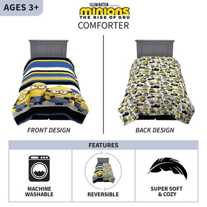 Franco Kids Bedding Super Soft Microfiber Reversible Comforter, Twin/Full, Minions The Rise Of Gru