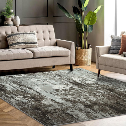 CAROMIO 9x12 Large Living Room Area Rug Washable Rug Modern Abstract Rug Indoor Non-Slip Accent Rug Contemporary Floor Carpet for Bedroom Nursery Home Office, Brown