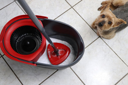 O-Cedar EasyWring Microfiber Spin Mop - Complete Floor Cleaning System with 4 Extra Refills