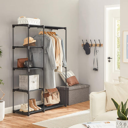 SONGMICS Portable Closet - Freestanding Clothes Rack with Shelves & Hanging Rods | Black, 44.1 x 16.9 x 65 Inches