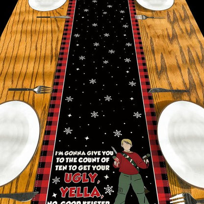 Home Alone Christmas Table Runner | Funny Kitchen Decor for Winter & New Year Celebrations