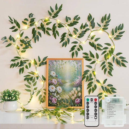 Suddus Willow Vine Fairy Lights - 12ft 40 LED Battery Operated String Lights with Remote | Warm White Decor for Bedroom, Garden, Party, Wedding