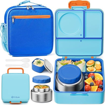 Fimibuke Kids Bento Lunch Box - Leakproof Insulated Container with 8.5oz Food Jar & Utensils | BPA Free, Dishwasher Safe