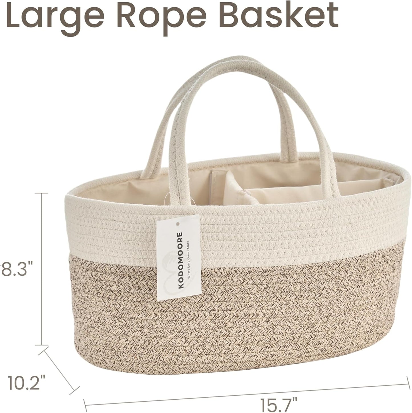 Skiennix Diaper Caddy Organizer - Stylish Baby Storage Basket for Newborn Essentials | Large, White & Beige Brown