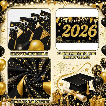 HOCO 2026 Welcome Banner Set - Black & Gold Porch Signs, 3-Piece Yard Decor for Homecoming
