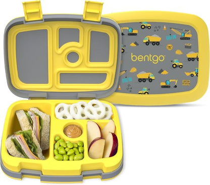 Bentgo Kids Prints Bento-Style Lunch Box - Leak-Proof, 5 Compartments, Durable & Dishwasher Safe (Construction Trucks)