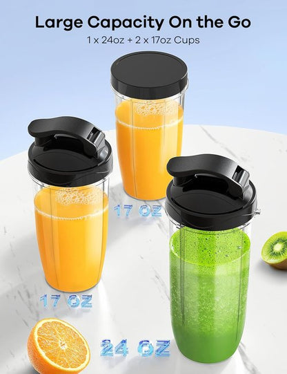 Ganiza Blender - Personal Smoothie Maker with 3 Portable Cups | 14-Piece Set for Nutritious Shakes