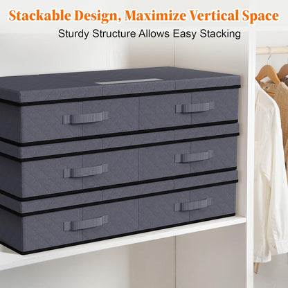 StoreHappily Under Bed Storage Containers - Foldable & Stackable Bags with Clear Window | 2 Pack (Grey)