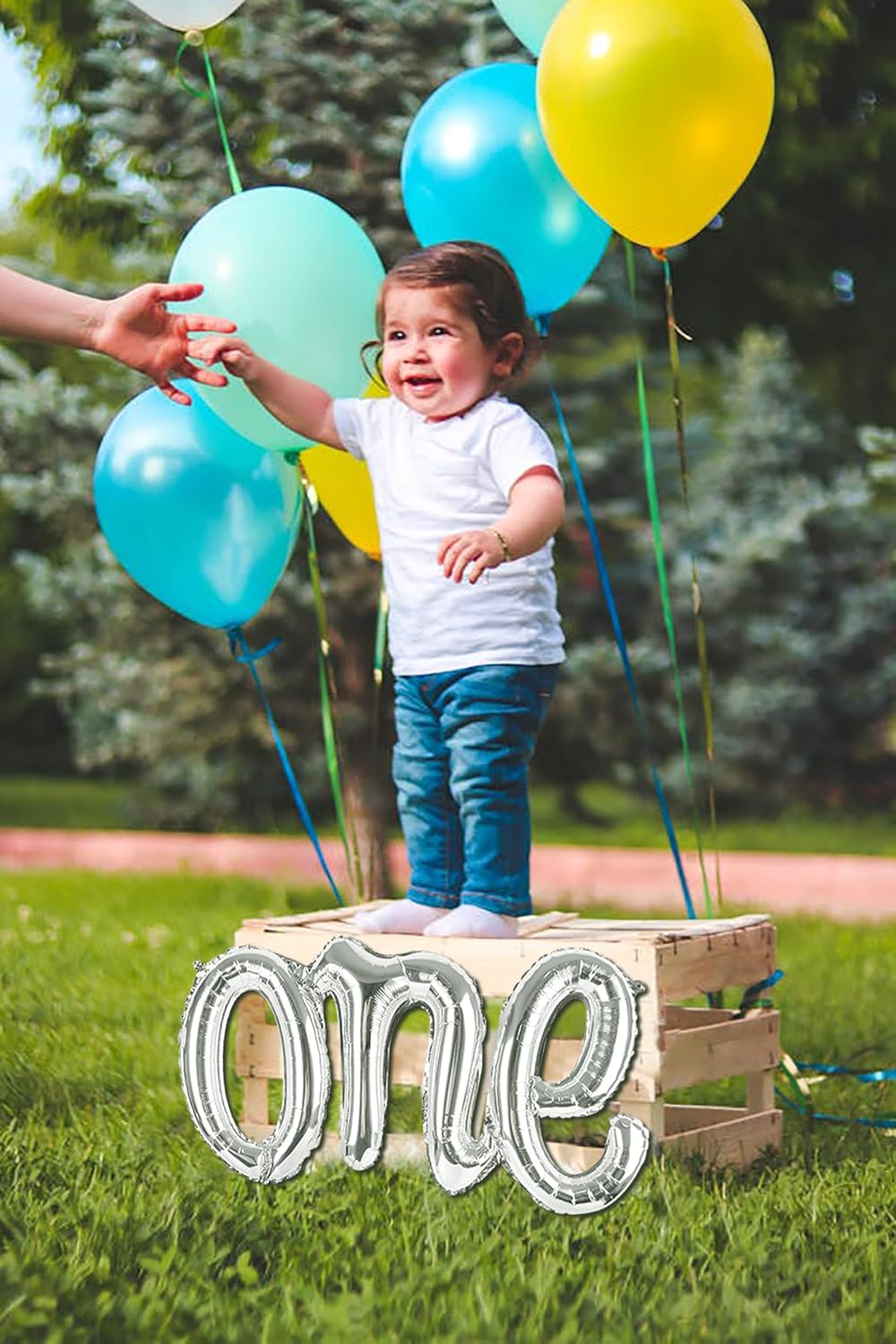Silver One Balloons - Giant 1st Birthday Decorations for Boys & Girls | Perfect for 1 Year Old Celebrations
