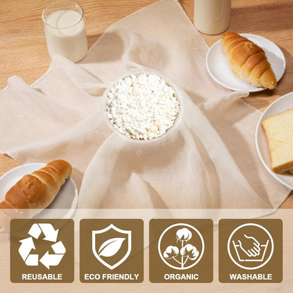 Skiennix Cheese Cloths - 6PCS Reusable Unbleached Cotton Strainers | 20x20 Inch for Cooking & Cheese Making