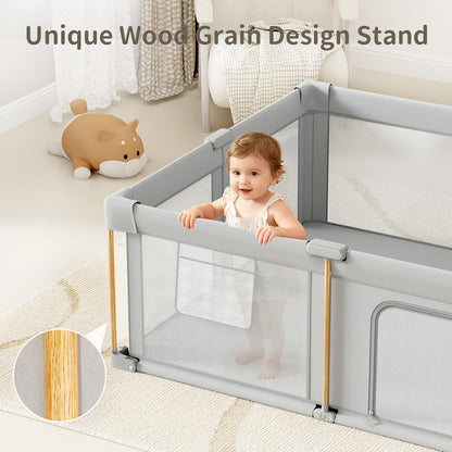 Skiennix Foldable Baby Playpen - Portable Design with Mat | 71x59 Collapsible Play Yard for Indoor & Outdoor Use