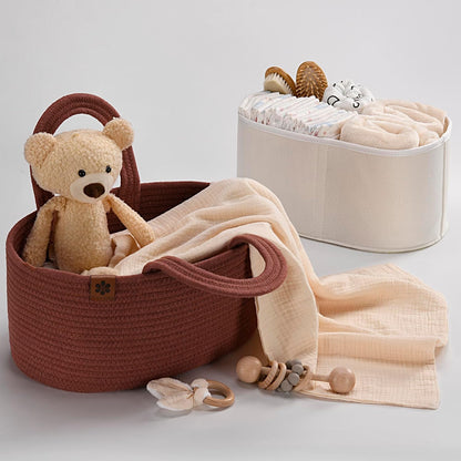 PeraBella Baby Diaper Caddy Organizer - Portable Cotton Rope Storage for Nursery & Travel | Ideal for Boys & Girls