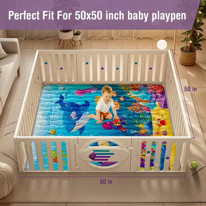 Skiennix Baby Play Mat - Thickened Waterproof & Non-Slip Crawling Mat | 50x50 Foldable Sea World Design
