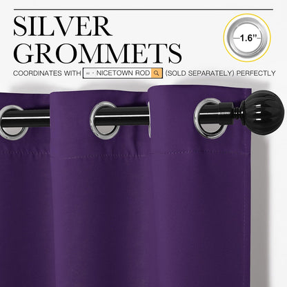 NICETOWN Purple Blackout Curtains - Noise Reducing & Thermal Insulated | 96 Inches Long, 55 Inches Wide (2 Panels)