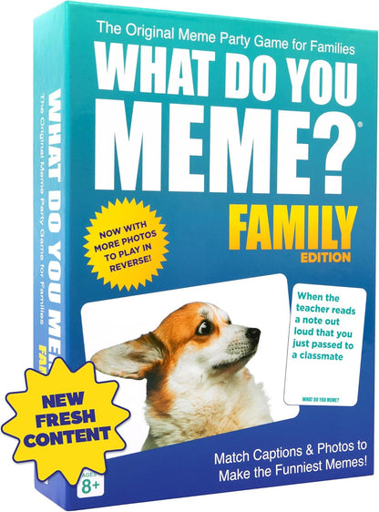 WHAT DO YOU MEME? Family Edition - Fun Family Game for Kids 8+ | 300 Caption Cards & 108 Photo Cards