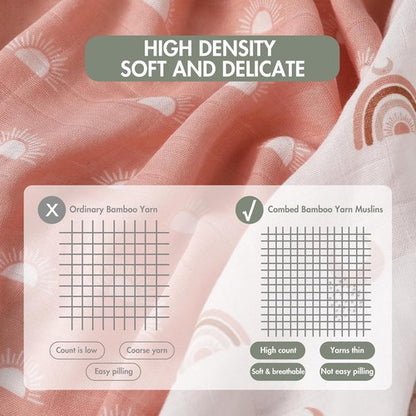 GLLQUEN Baby Receiving Blanket - Soft Cotton Muslin Swaddle Wraps for Newborns | 3 Pack (Sun)