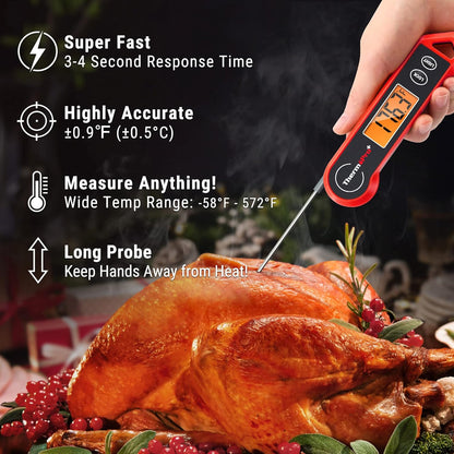 TempPro Waterproof Digital Meat Thermometer - Ambidextrous Backlit & Motion Sensing for BBQ, Grilling & Cooking
