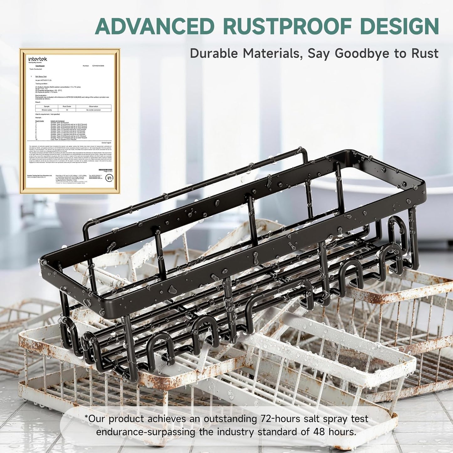 Veken Shower Caddy - Rustproof Adhesive Shelves with Soap Holder | Large Capacity Bathroom Organizer