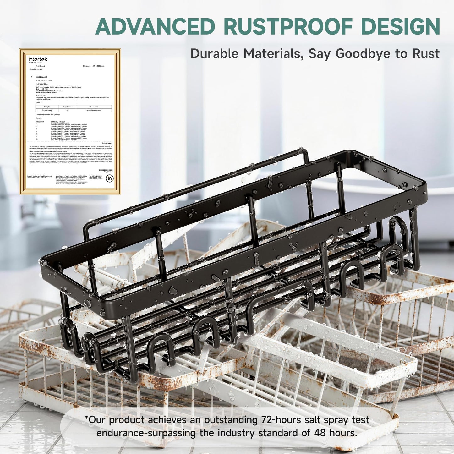 Veken 5-Pack Rustproof & Waterproof Shower Caddy 5-Pack, No Drilling Adhesive Corner Shower Shelves, Rack For Inside Shower, Large Bathroom Organizer Storage Accessories, Ideal for Home&Kitchen, Black
