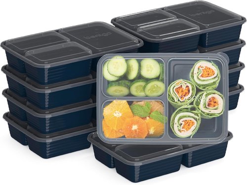Bentgo Prep - 20-Piece Reusable Meal Prep Containers | Durable, BPA-Free, Microwave & Dishwasher Safe (Navy Blue)