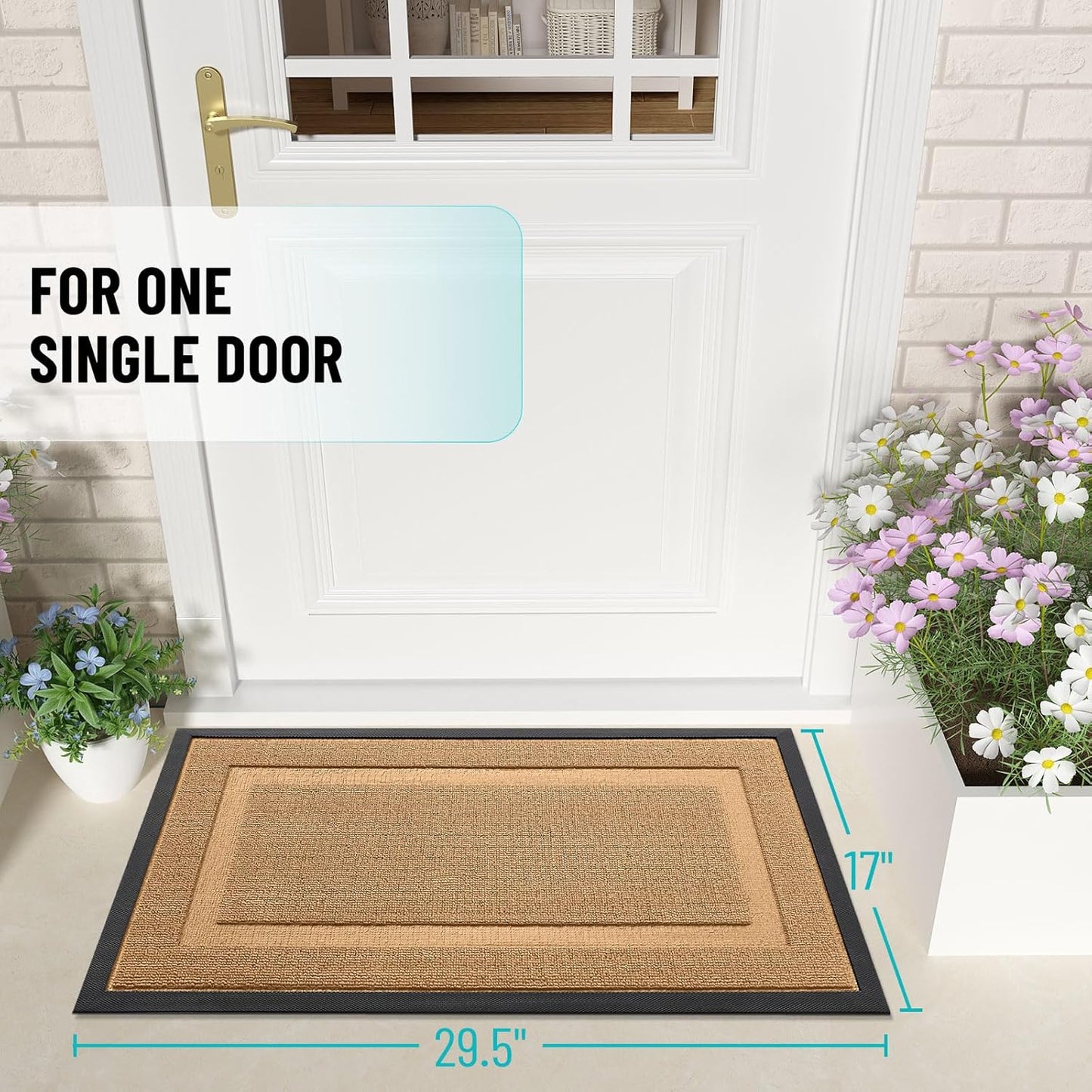 OLANLY Waterproof Front Door Mat - All-Season Natural Rubber Doormat | Easy Clean, Low Profile, 29.5x17, Butter Yellow