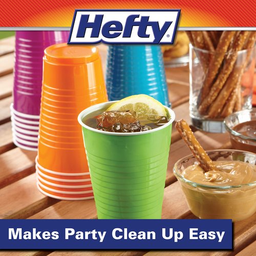 Hefty Plastic Cups, 16 Ounce, Disposable | 100 Count | Pack of 2 | Party | Assorted