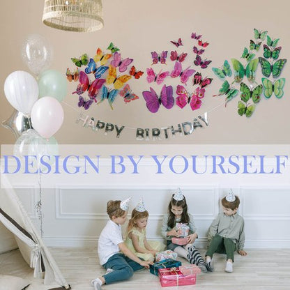 OPSEAM Butterfly Wall Decor 72 PCS, 3D Butterflies Stickers for Party Decorations with Magnets (Purple, 72)