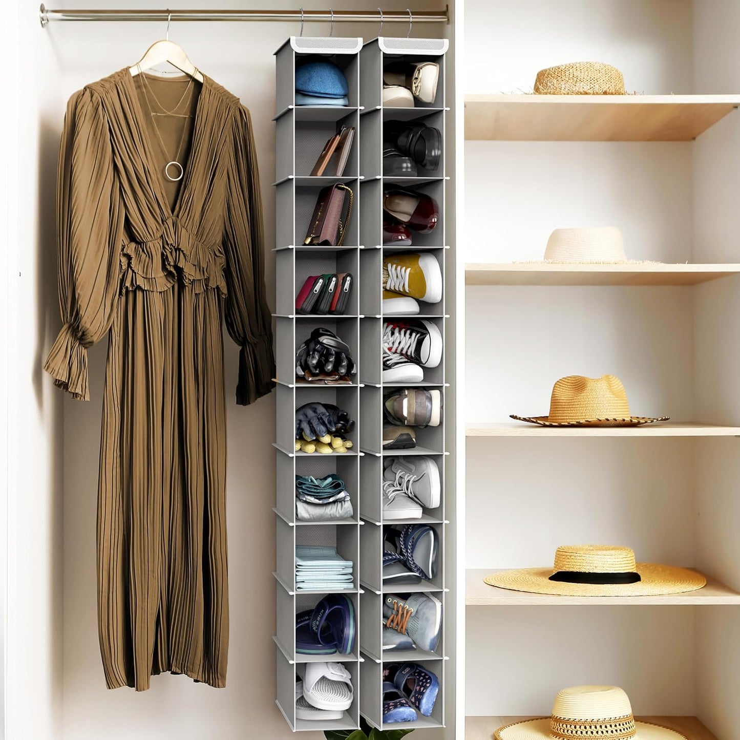 Simple Houseware 10-Shelf Hanging Organizer - Space-Saving Gray Storage Solution