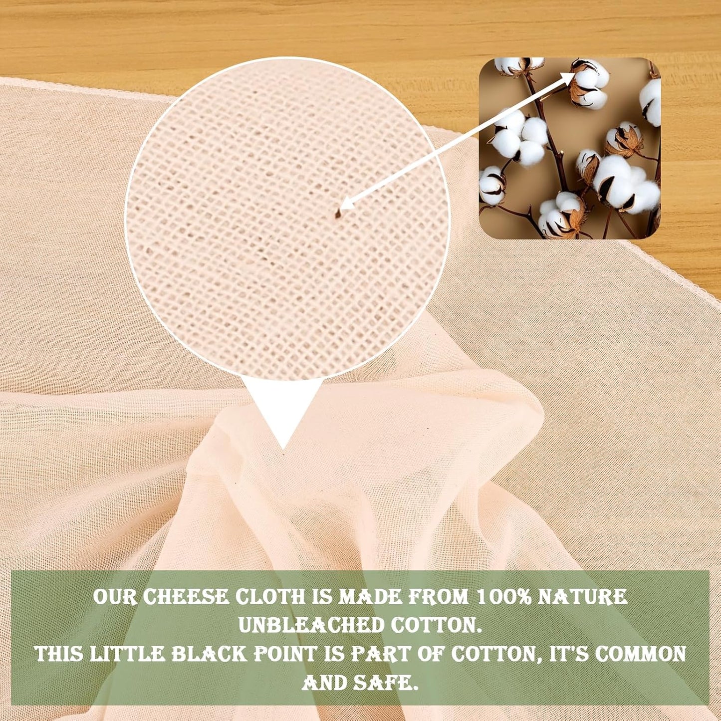 WMKGG Reusable Unbleached Cotton Cheese Cloth - 20x20 Inch, Grade 100, Precut for Straining & Cooking